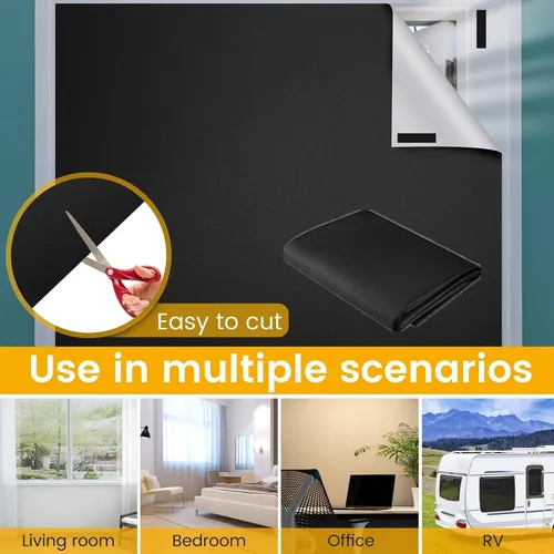 Vista 7 de Cortinas opacas portátiles de 57 x 79 pulgadas, persianas 100% opacas, sin taladrar a la medida, persianas opacas temporales para guardería, viajes