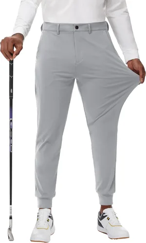 Vista 2 de JWM Pantalones Joggers de Golf Elásticos para Hombre con Trabillas para Cinturón - 29" 34" Ajuste Slim Cónico Casual Negocios Viaje Vestir Trabajo