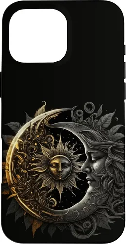 Vista 19 de Moon And Sun Celestial Yin And Yang Leaves Case for iPhone 16