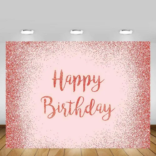 Vista 2 de MEHOFOND Fondo de fotos con purpurina de oro rosa y rosa, accesorios de fondo brillante para niña y mujer, pancarta de fiesta de feliz cumpleaños