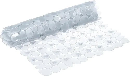 Vista 8 de uxcell Tapete de ducha para bañera, 27.5 x 14.2 pulgadas, tapete antideslizante de PVC con agujeros de drenaje, ventosas para bañera, color negro