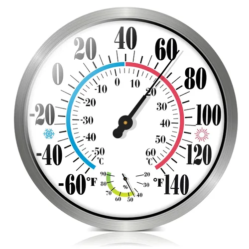 Vista 9 de Termómetro higrómetro para exteriores, termómetro inalámbrico de 8 pulgadas, termómetro de interior para temperatura del hogar, sin batería