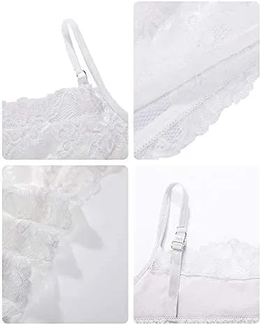 Vista 4 de 4 piezas de encaje para mujer, encaje elástico, media camisola transpirable, bralette de encaje para mujeres y niñas