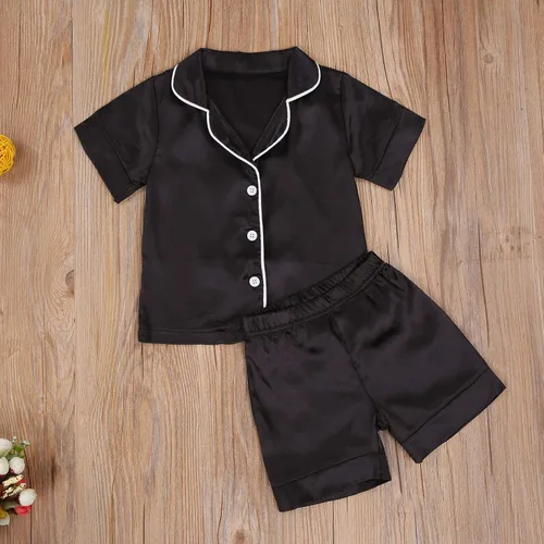 Vista 132 de Conjunto de pijama de manga larga con botones para niña pequeña, conjunto de ropa de dormir