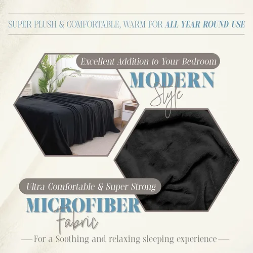 Vista 5 de Elegant Comfort Manta de Lujo con Sensación de Terciopelo, Manta Ligera para Todas las Estaciones, Ultra Suave, de Felpa de Forro Polar de Franela