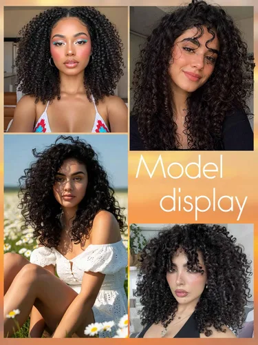 Vista 8 de Extensiones de cabello humano Remy rizado birmano con clip, color negro #1B Natural negro