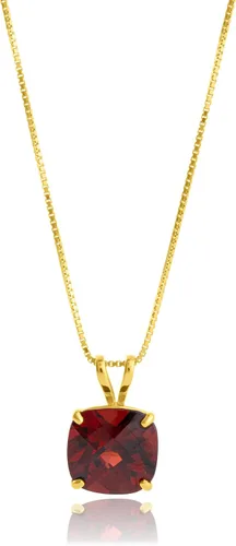 Vista 30 de MAX + STONE Cushion Cut Gemstone Necklace 8mm Solitaire Birthstone Necklace for Women Gemstone Pendant Necklaces with 18 inch Box Chain