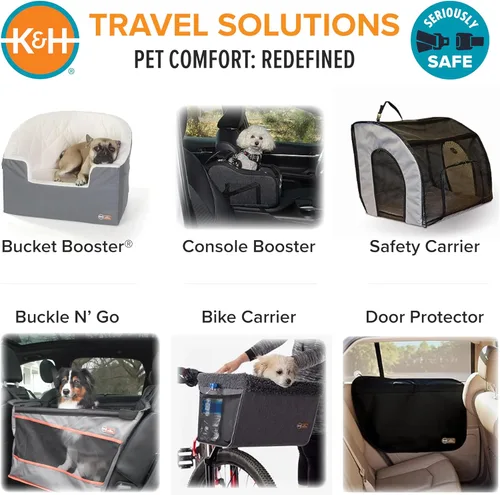 Vista 9 de K&H Buckle N Go - Asiento de automóvil para perros pequeños, tela impermeable, laterales de malla transpirable, correa de cinturón de seguridad