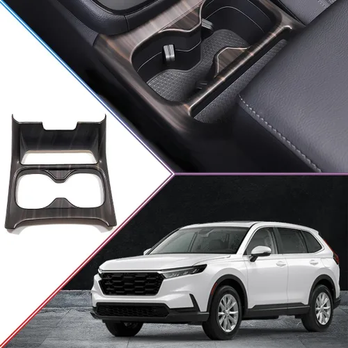 Vista 5 de MUXEE para Honda CRV CR-V 2023 2024 2025 2026 - Cubierta de panel para portavasos de consola central de madera con veta de ABS - Accesorios