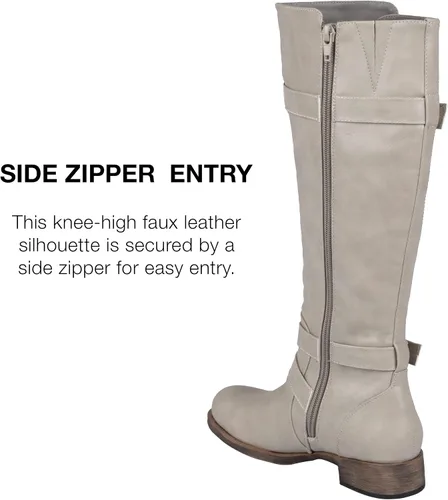 Vista 4 de Journee Collection Botas Bite para mujer con punta redonda y detalle de triple hebilla