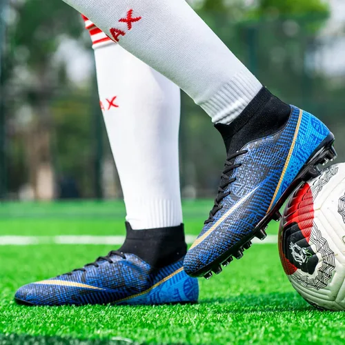 Vista 3 de Favdeol Botas de fútbol para hombre, para interiores, césped ligero, rendimiento, para entrenamiento, para terreno suave, botas de fútbol atléticas