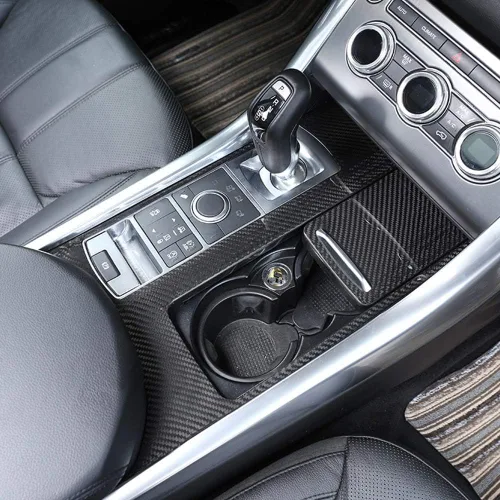 Vista 8 de YIWANG Cubierta de panel de consola central de coche de fibra de carbono real, 3 piezas para Land Rover Range Rover Sport 2014-2017 Auto Accesorios
