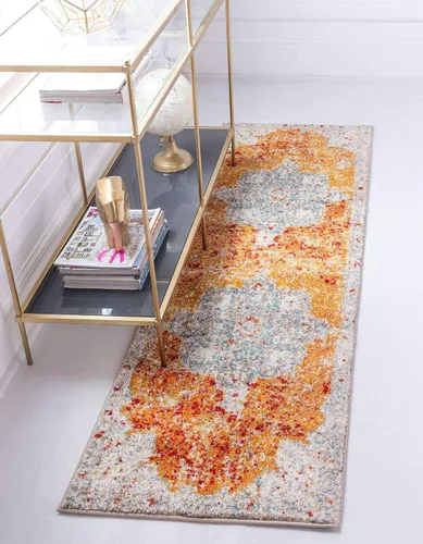 Vista 13 de Unique Loom - Alfombra estilo tradicional de Rosso Collection, Polipropileno, Anaranjado/Azul