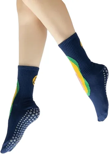 Vista 9 de Verdancy Yoga Pilates Socks with Grips for Women Non Slip Solid Graffiti Cushioned Crew Socks for Barre Ballet Dance Beige