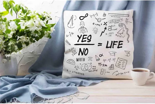 Vista 8 de Fundas de almohada de matemáticas en blanco y negro de 16 x 16 pulgadas, fundas de almohada blancas escritas a mano con texto matemático