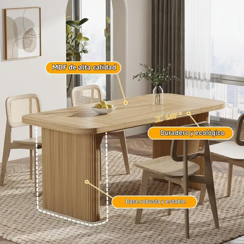Vista 7 de Tribesigns Escritorio ejecutivo de 62 pulgadas, escritorio grande para computadora de oficina con doble pedestal, mesa rectangular de estilo moderno
