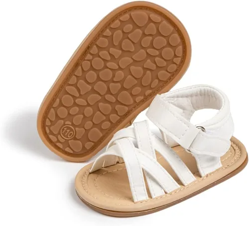 Vista 128 de Meckior Sandalias de verano con punta abierta y suave de piel sintética para bebés y niñas pequeñas