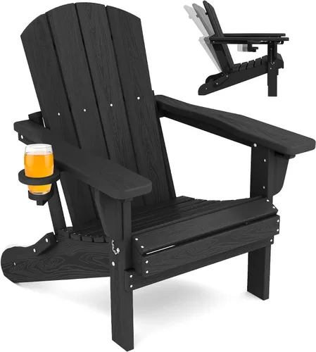 Vista 40 de SERWALL Silla Adirondack plegable ajustable, silla Adirondack reclinable con 3 posiciones reclinables, HDPE para todo tipo de clima, Adirondack