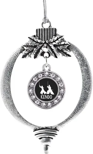 Vista 145 de Inspired Silver - Adorno con dije de cara de carlino - Adornos navideños de círculo de plata con joyas de circonita cúbica
