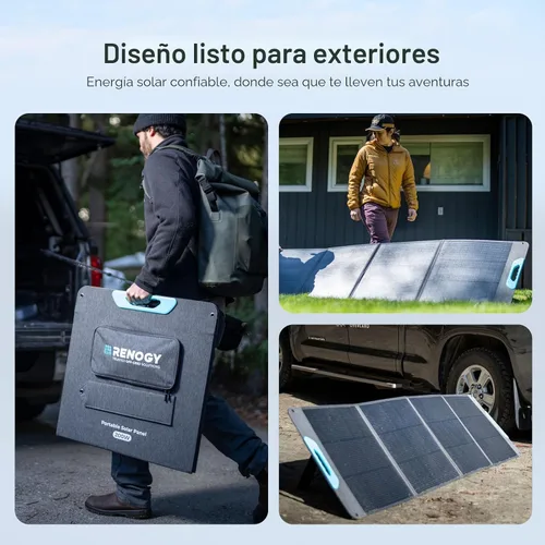 Vista 7 de Renogy Panel solar portátil de 200W, panel solar plegable con protección IP65 a prueba de agua, respaldo de energía solar, cargador solar