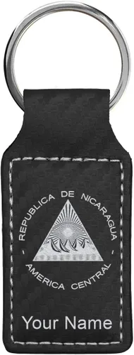 Vista 35 de LaserGram Llavero rectangular, bandera de Nicaragua, grabado personalizado incluido, Bambú