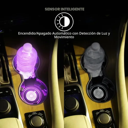 Vista 5 de Monster - Luces LED multicolor para portavasos de automóvil, paquete de 2 posavasos inteligentes que cambian de color, sensores inteligentes Xtreme