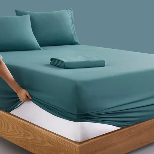 Vista 94 de Manyshofu Juego de sábanas de tamaño individual con bolsillos extra profundos, sábanas y fundas de almohada de 1800 hilos de lujo para hotel, juego