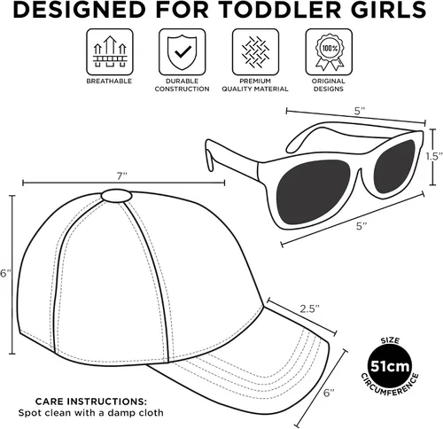 Vista 6 de ABG Accessories Baby Little Abg Baseball Hat forGirlsAges 2-4, Kids Cap & Sunglasses
