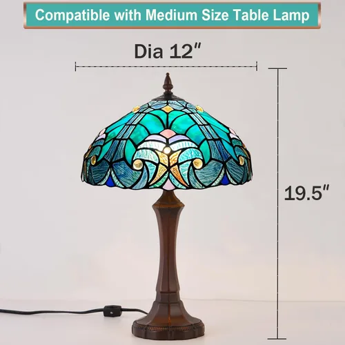 Vista 8 de Tiffany - Pantalla de repuesto para lámpara de 12 pulgadas de estilo victoriano, pantalla de repuesto para mesa, escritorio, ventilador de techo