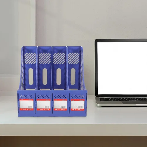 Vista 7 de File Organizer Rack Sturdy Desktop File Holder Section Design Easy Assembly Document Storage Shelf for Office School Room Book Storage and Folder