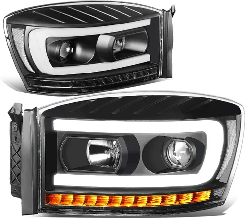 Vista 9 de DNA MOTORING HL-HPL-RM06-G2-BK-CL1 Faros proyectores de secuencia de señal LED 3D dual DRL Compatible con Dodge Ram 1500 modelos 2006-2008/Dodge Ram