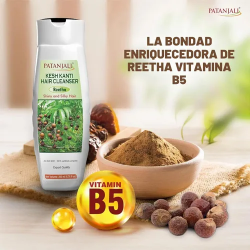 Vista 4 de patanjali Kesh Kanti Reetha Champú limpiador para cabello seco 6.8 fl oz (6.76 onzas líquidas) Control del daño del cabello Champú Reetha