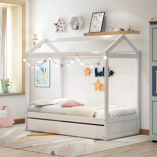 Vista 4 de Bastidor para cama tamaño Twin, con techo y cerca, no incluye box spring