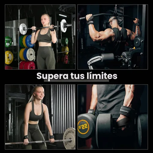 Vista 7 de ALPHASQUAD Correas de levantamiento para levantamiento de pesas – Correas de muñeca resistentes para levantamiento de pesas con envolturas