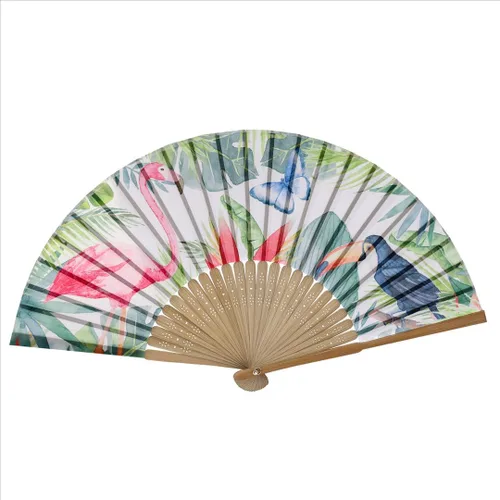 Vista 14 de Gasa transparente de los ventiladores de la mano del ventilador de la mano plegable con la tela hermosa para el regalo de la boda