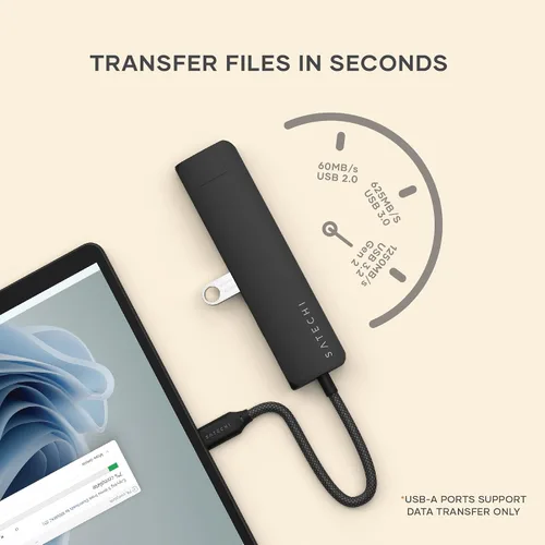 Vista 5 de Satechi Adaptador multipuerto USB C 7 en 1 con Ethernet, HDMI 4K a 60Hz, carga PD de 100 W, 2 puertos de datos USB-A, lectores de tarjetas Micro/SD