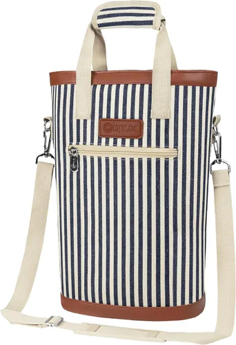Vista 9 de opux - Portavinos para 2 botellas, bolsa aislada a prueba de fugas para vino, bolsa de enfriamiento portátil para viajes BYOB, picnic, estuche