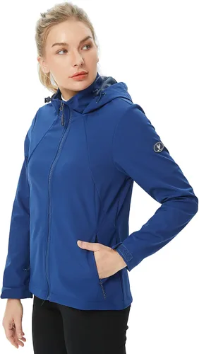Vista 2 de ALPHA CAMP Chamarras impermeables para mujer, chaquetas cortavientos con capucha, abrigos de lluvia para exteriores, senderismo, camping