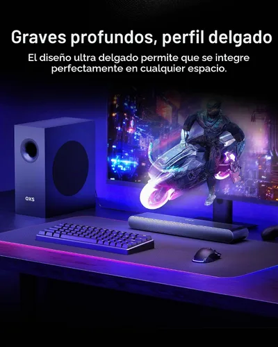 Vista 4 de OXS Barra de sonido S21 de 2.1 canales con subwoofer, sonido de precisión con graves profundos, potencia de 240 W, 3 modos de ecualización