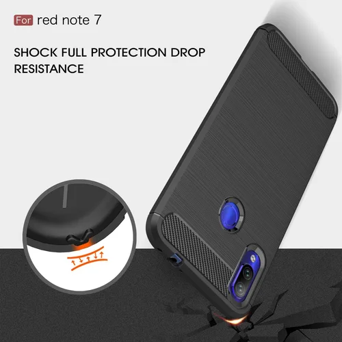 Vista 3 de Funda compatible con Xiaomi Redmi Note 7, fibra de carbono absorción de choque Slim Case (negro)