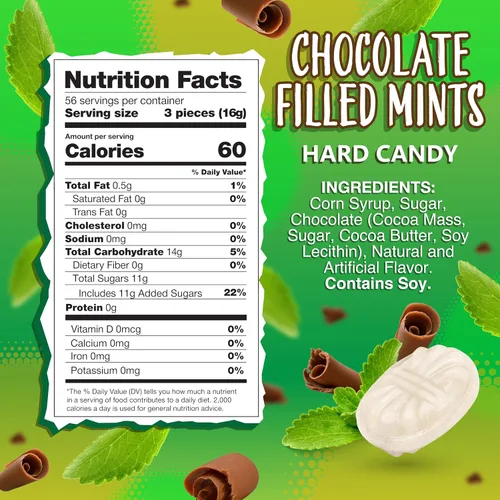 Vista 2 de Dulces de menta rellenos de chocolate Arcor Bolsa de 2 libras Dulces macizos de menta con chocolate envueltos individualmente Delicioso manjar