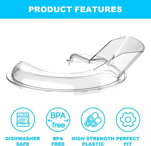Vista 4 de Escudo de vertido para tazón KitchenAid de 4.5~5 QT (acero inoxidable, vidrio, cerámica) – Escudo de vertido de seguridad transparente