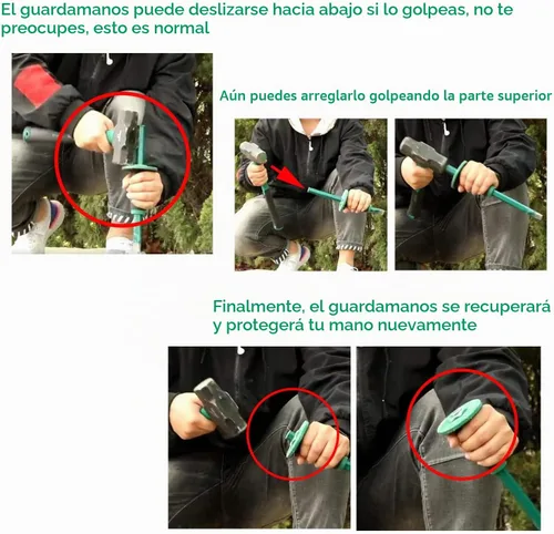 Vista 3 de Cincel de masón con protector de mano, 12 pulgadas (30 cm) cincel de hormigón de roca de extremo plano resistente, rompedor de piedra demolición