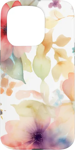 Vista 14 de iPhone 16 Lindo Pastel Floral Acuarela Rosa Azul Mujeres Patrón de Flores Caso