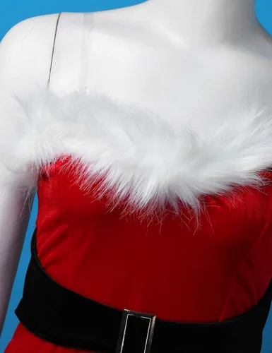 Vista 6 de Aislor Vestido de Navidad sin mangas de una sola pieza con cinturón y sombrero de Papá Noel