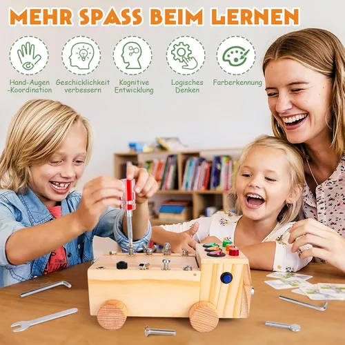 Vista 4 de Tablero de destornilladores Montessori, juguete de tablero ocupado Montessori a partir de 2-6 años, tablero de actividades Montessori juguete