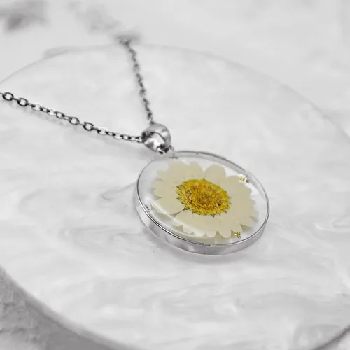 Vista 62 de Pressed Flower Necklace Gift for Women Personalized Handmade Necklaces Birth Flower Necklace