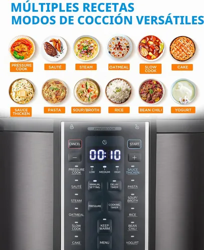 Vista 3 de Midea Olla a presión eléctrica 12 en 1, 8 cuartos, 12 preajustes, olla de cocción lenta programable multifuncional, olla arrocera, vaporera, sartén