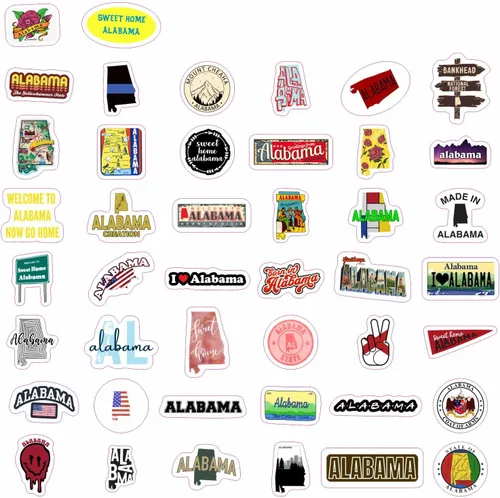 Vista 4 de Calcomanías de Alabama para laptop, suministros y decoraciones de fiesta de Alabama, regalos para mujeres y hombres