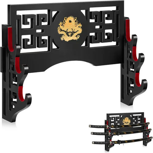 Vista 13 de Barydat Soporte de pared para katana, soporte para espada samurái, soporte para colgar espada japonesa Wakizashi, colección de pasatiempos